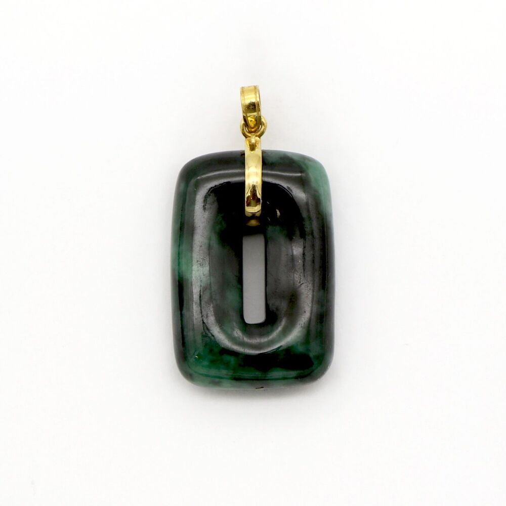 14K Yellow Gold Jade Oval Pendant